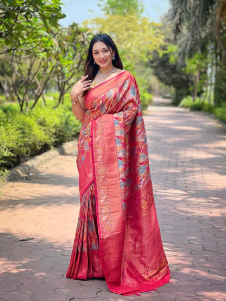 Kanchipattu Silk Saree with Woven Zari Border