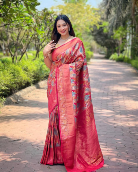 Art Silk Saree - Intricate Weave with Broad Zari Border