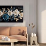 Elegant NoorAura home decor banner with floral wall art and cozy seating