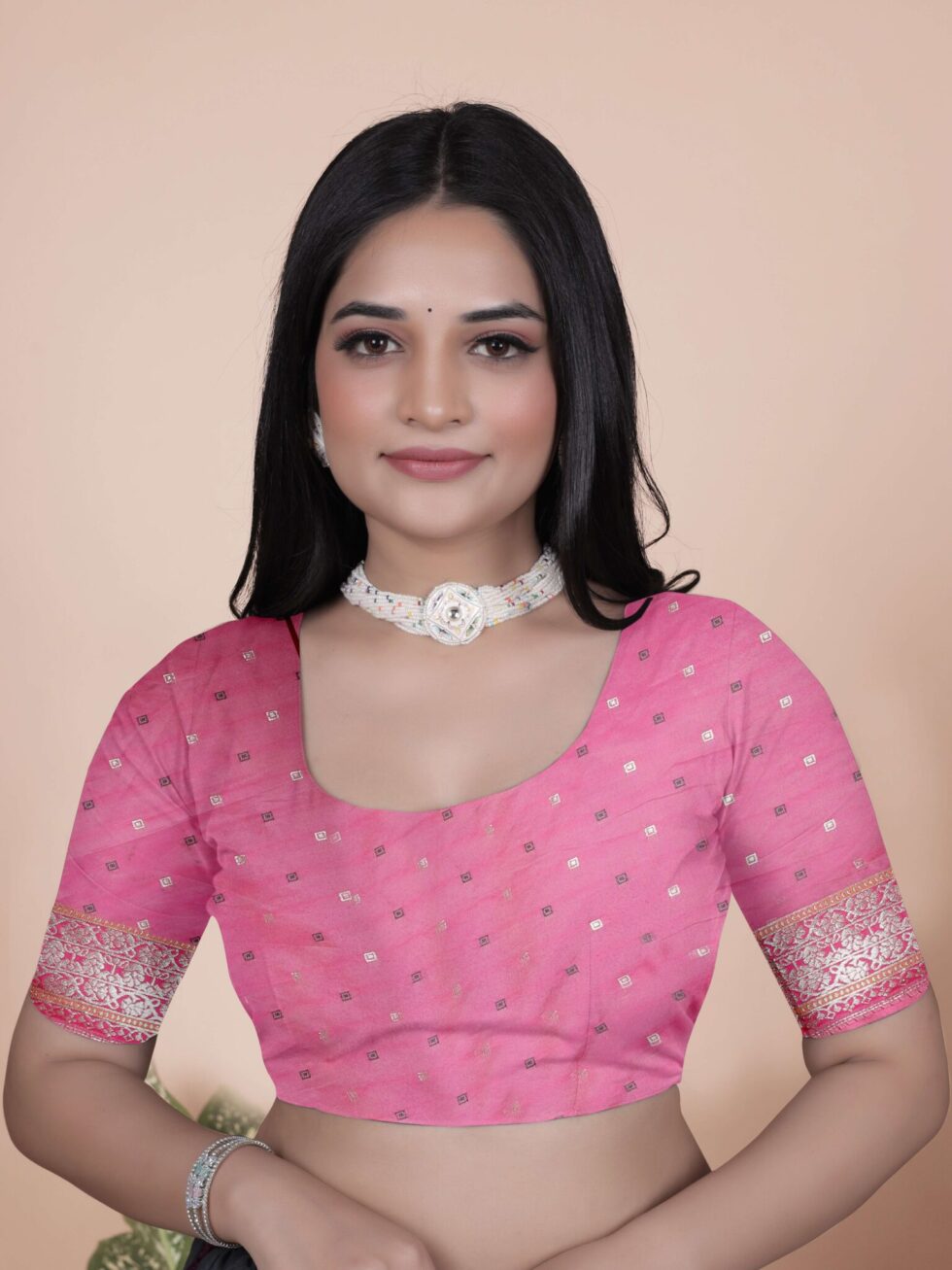 Aqua Blue & Pink Banarasi Silk Saree