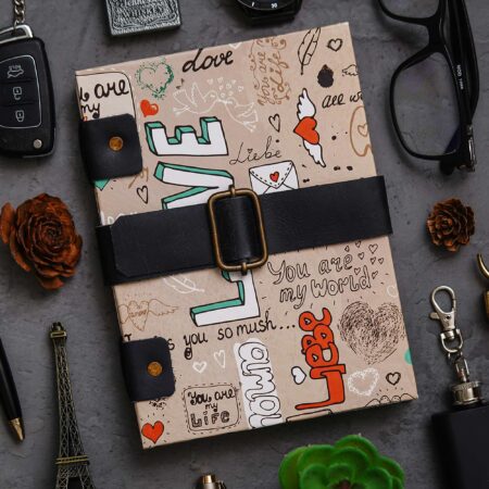 Handmade Printed Cardboard Journal Diary with Buckle Lock | 200 Pages Notepad For Men and Women DIARY-01